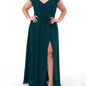 Azazie Teal Maxi Dress with Slit